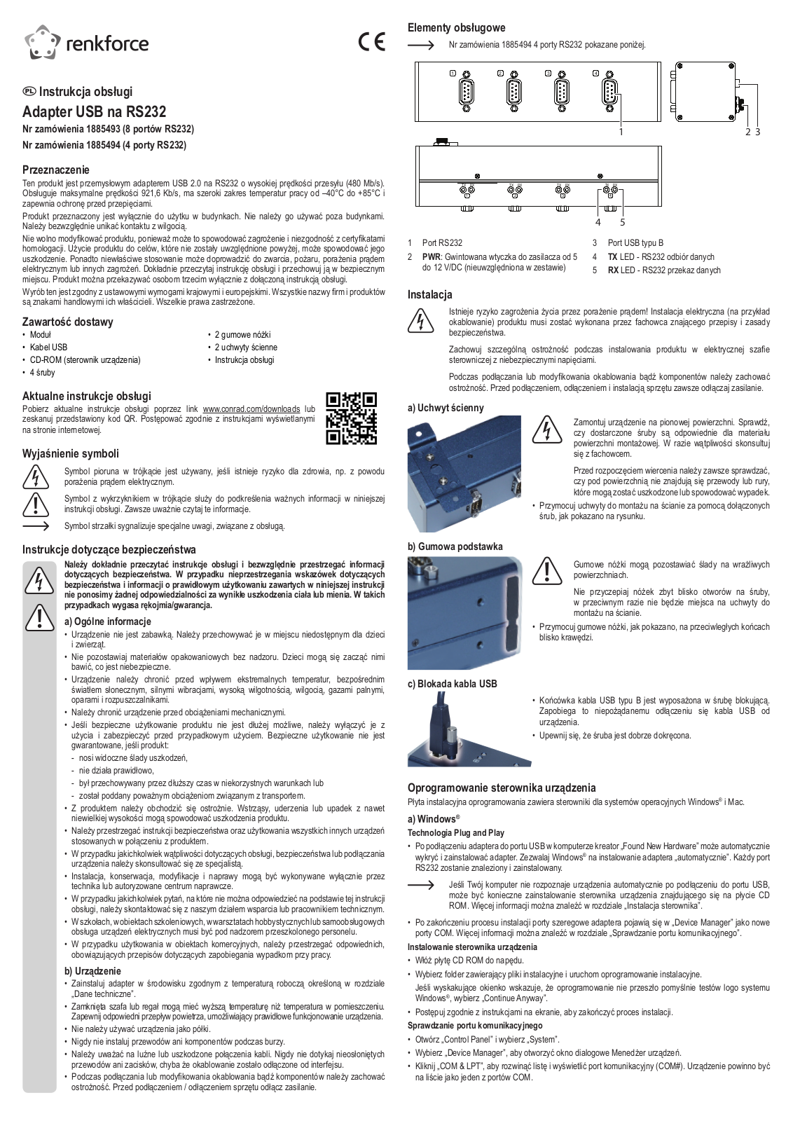 Renkforce 1885493, 1885494 Operating Instructions