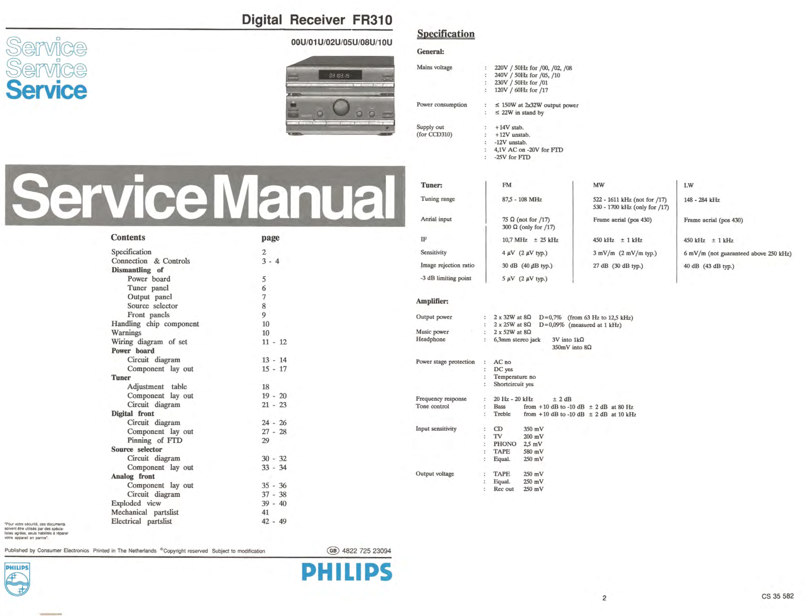 Philips FR-310 Service Manual