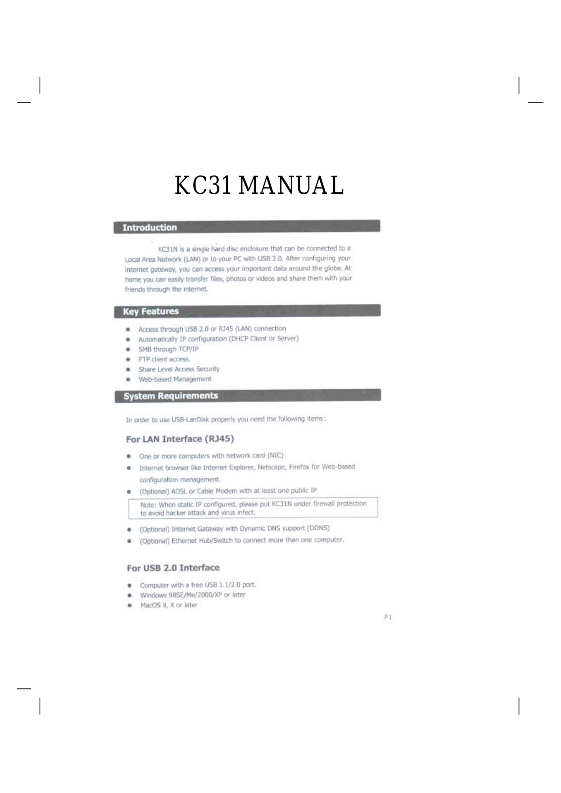 Mapower KC31 user guide