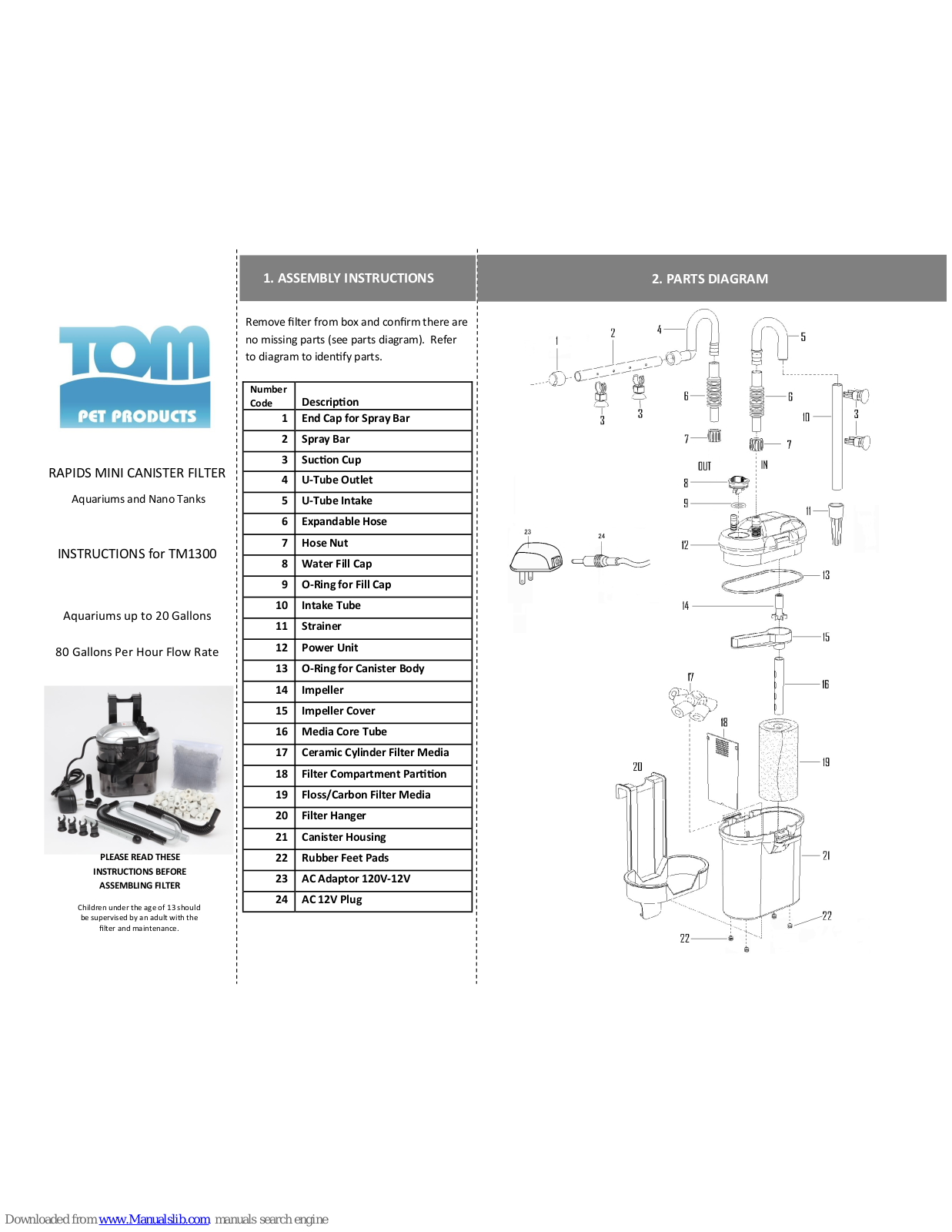 TOM TM1300 Assembly Instructions Manual