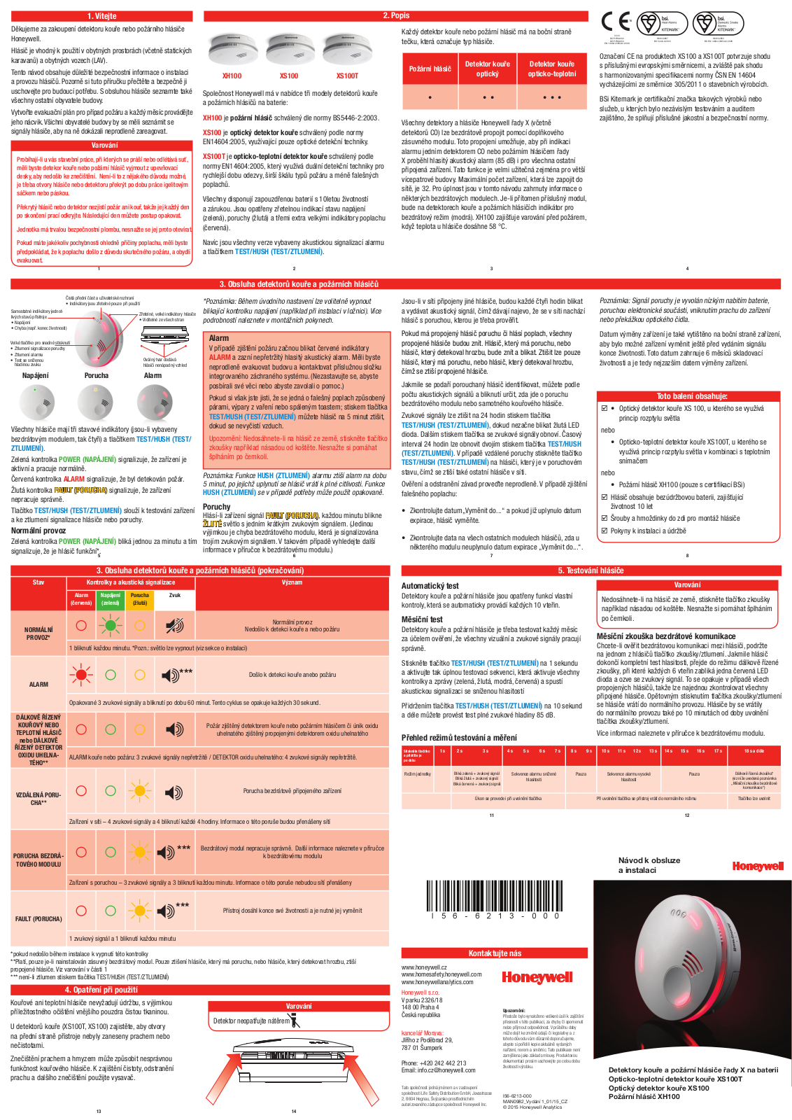 Honeywell XS100T-SK, XS100-SK, XH100-SK User Manual