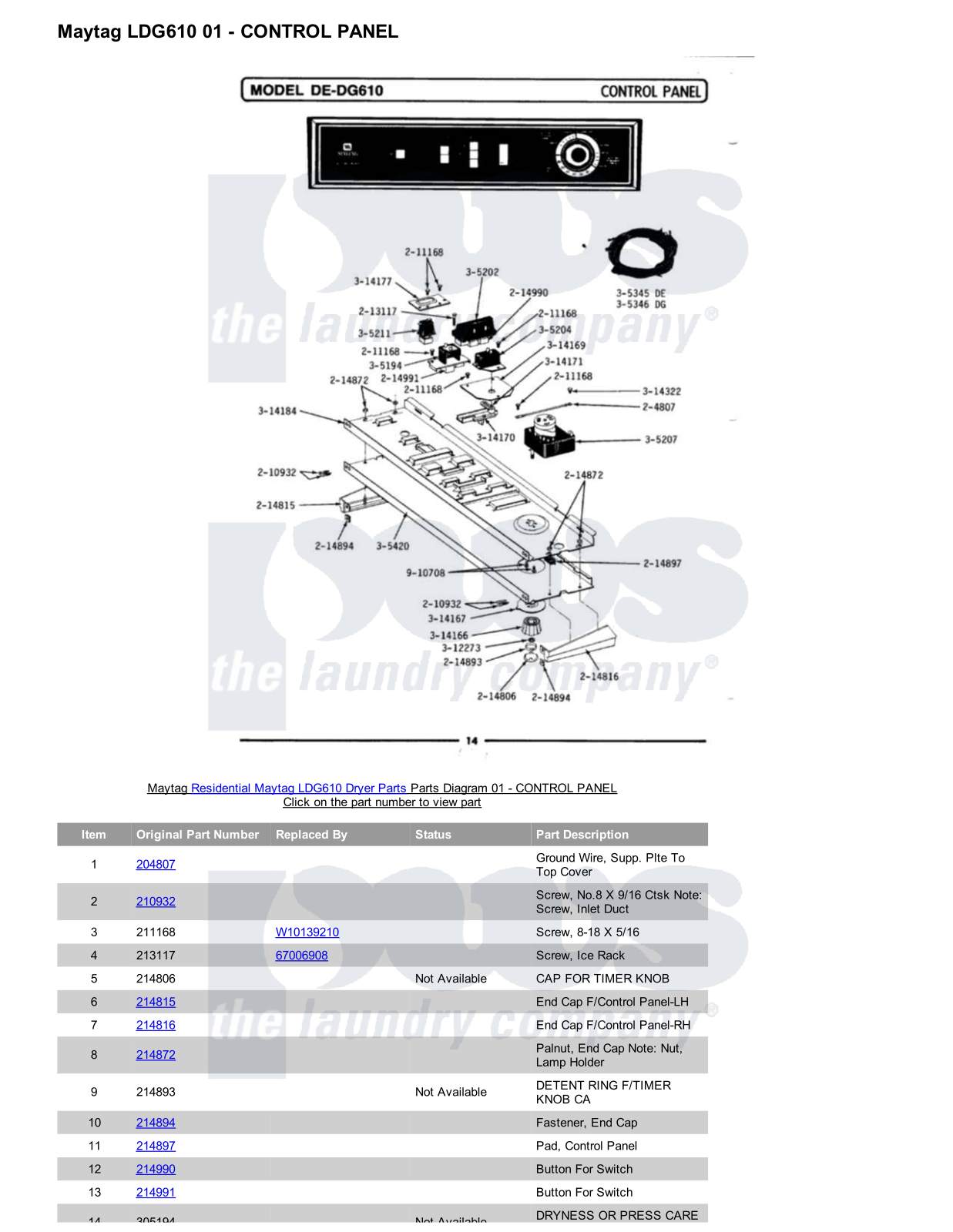 Maytag LDG610 Parts Diagram