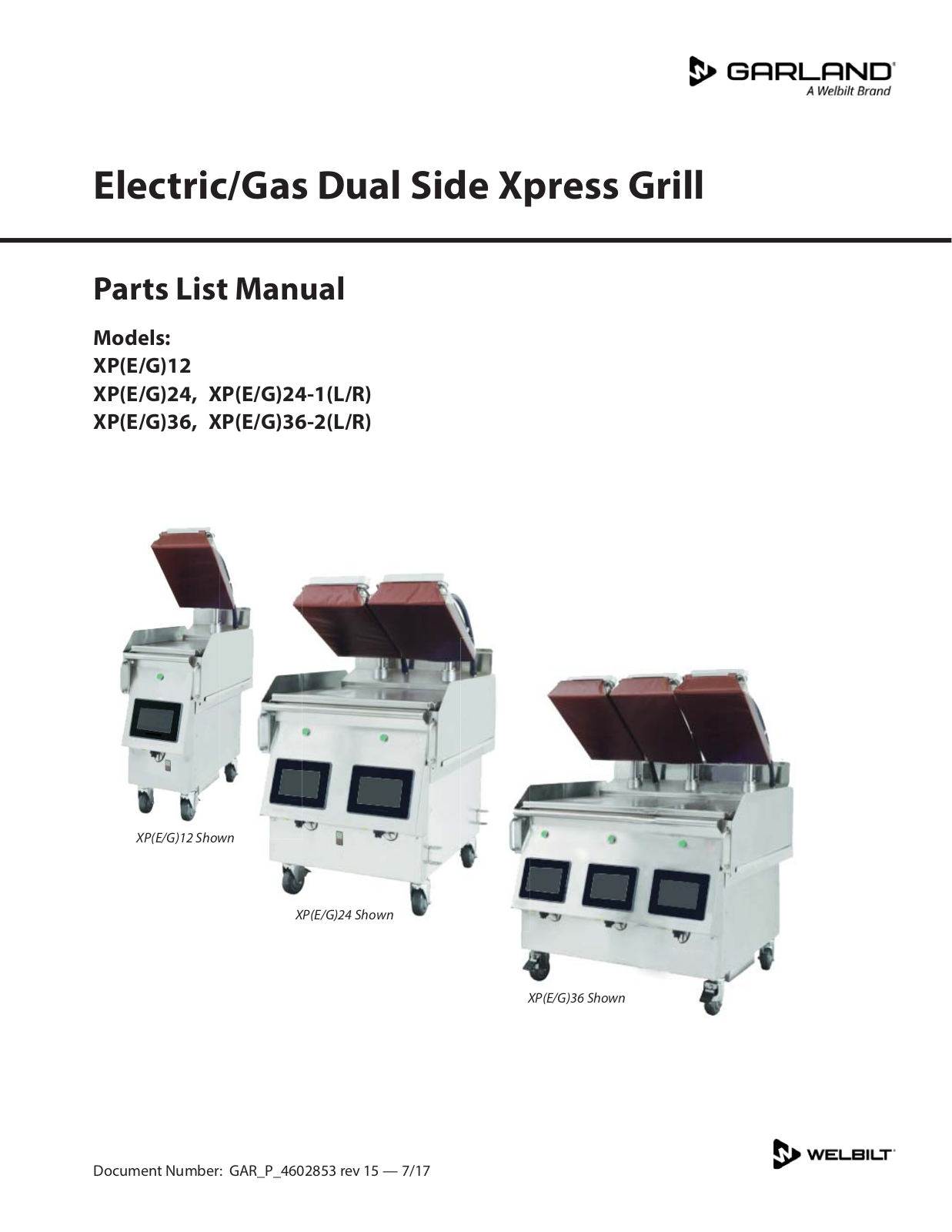 Garland XG36-1C Parts Manual