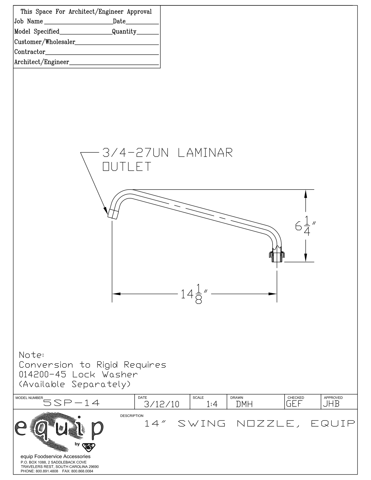 T & S Brass & Bronze Works 5SP-14 General Manual