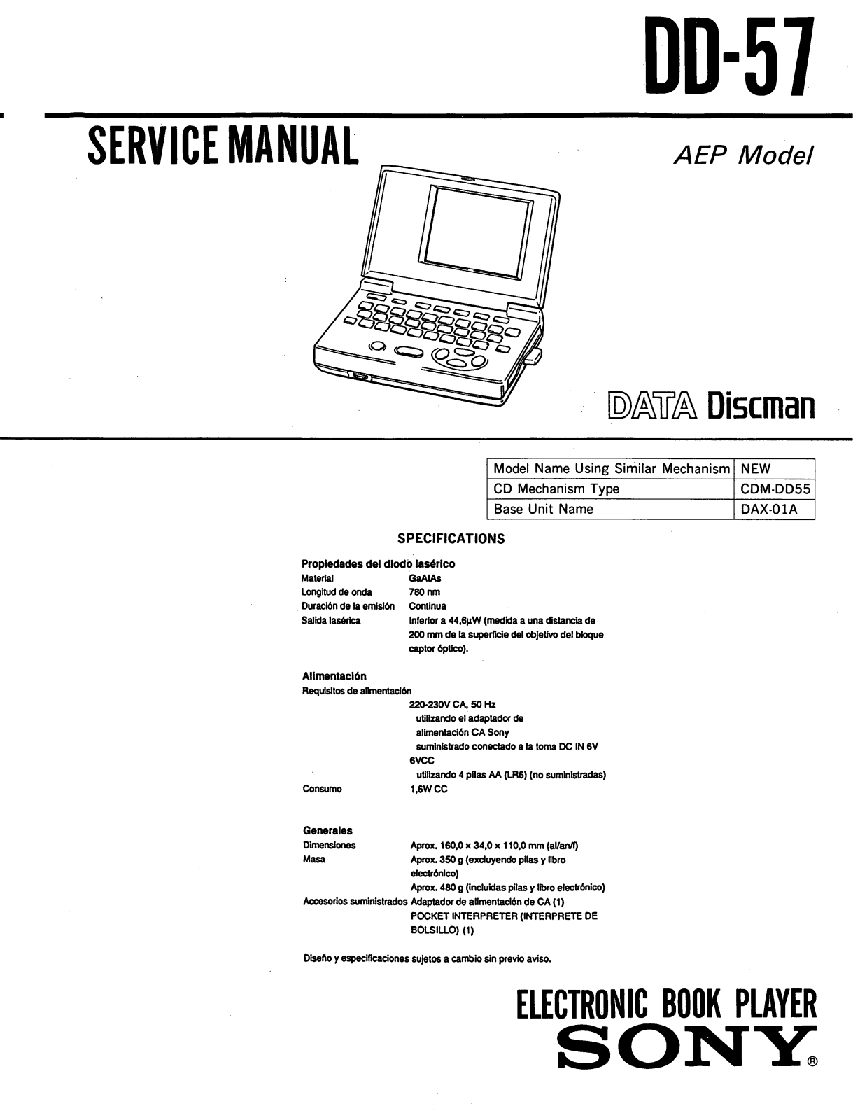 Sony DD-57 Service manual