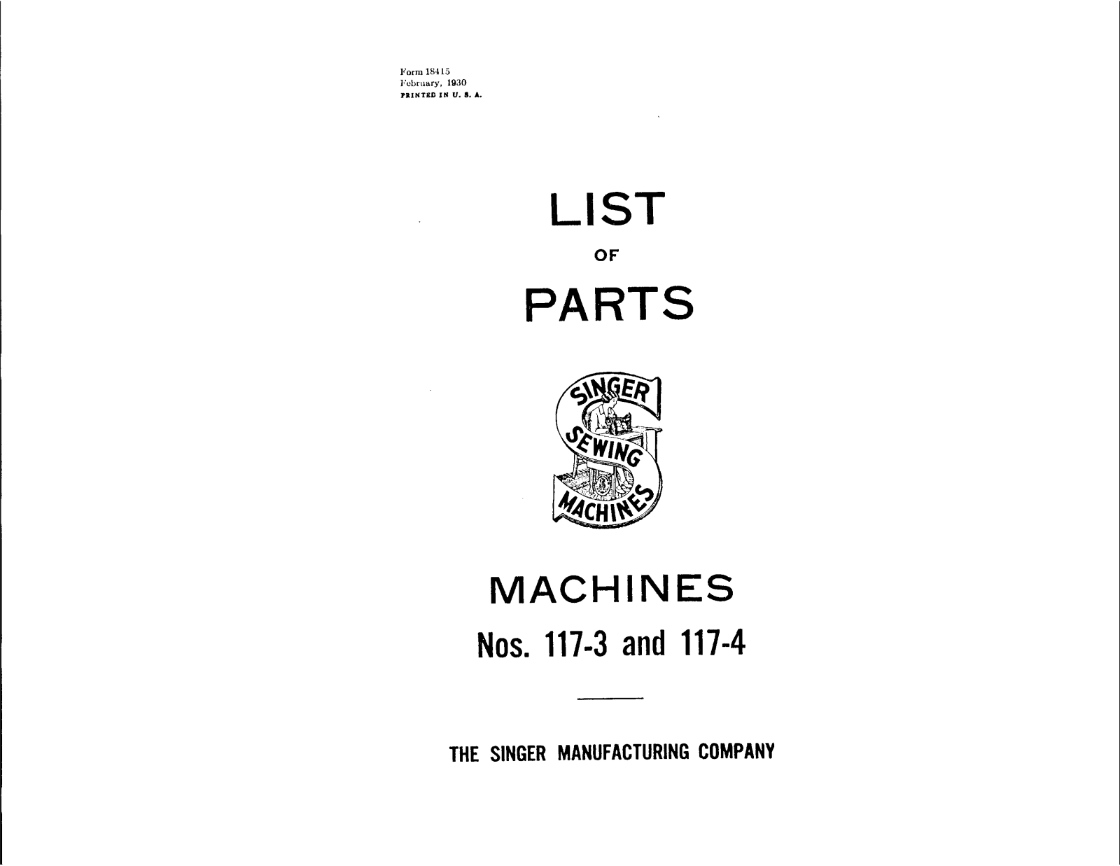 Singer 117-3, 117-4 User Manual