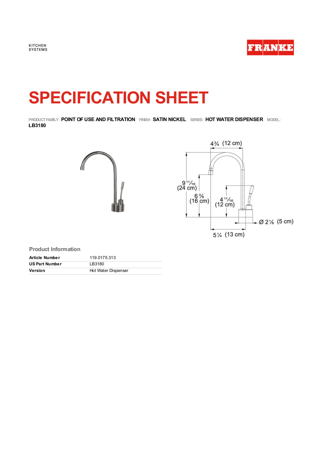 Franke Foodservice LB3180 User Manual