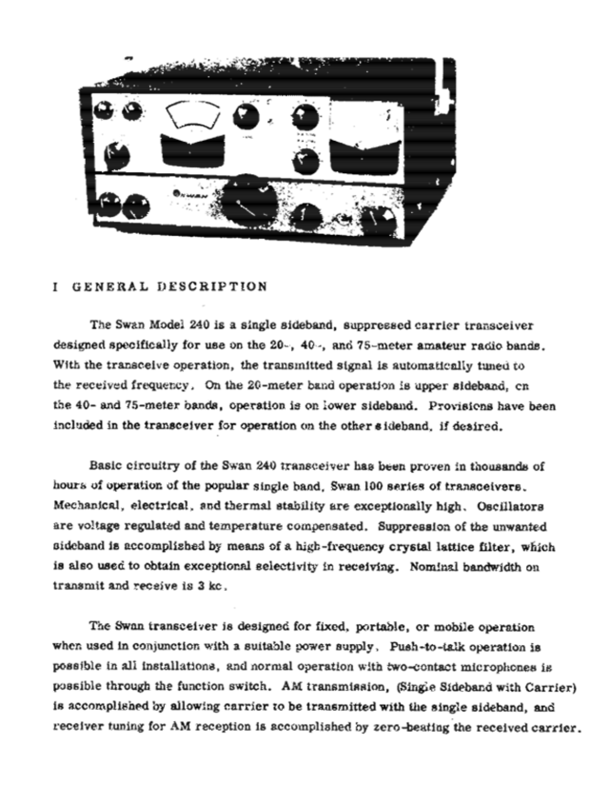 Swan 240 User Manual (PAGE 1)