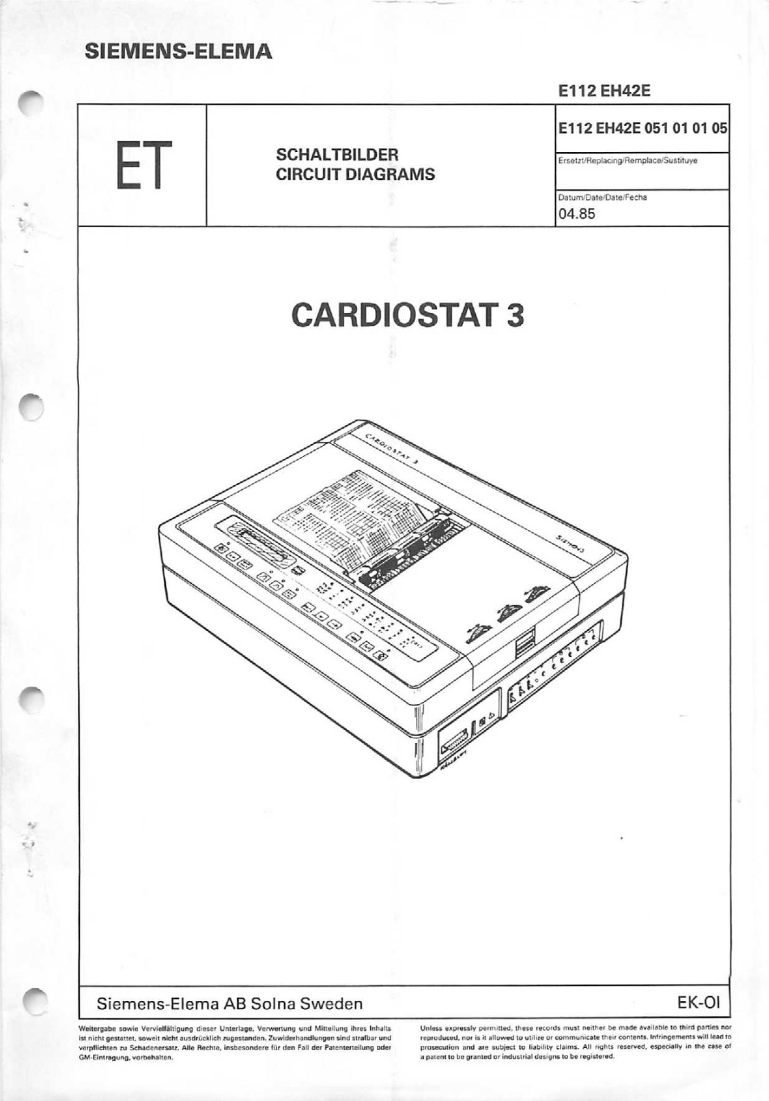 Siemens Cardiostat 3 Circuit diagrams