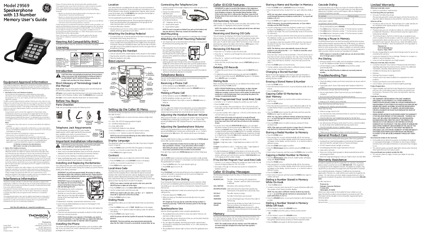 Thomson 29569GE1 Instruction