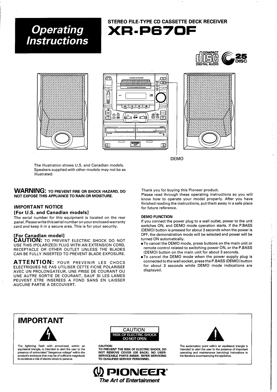 Pioneer XR-P670F User Manual