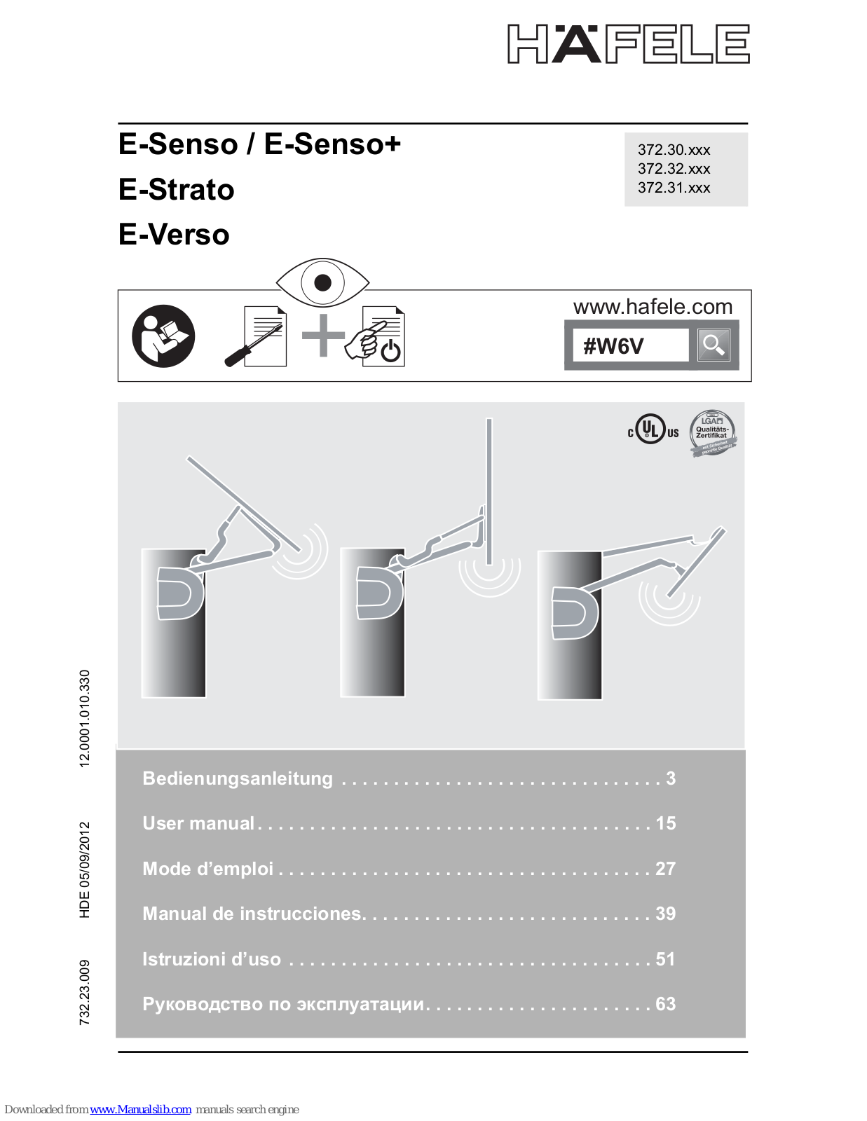 Hafele E-Senso, E-Strato, E-Verso User Manual - ManualMachine.com