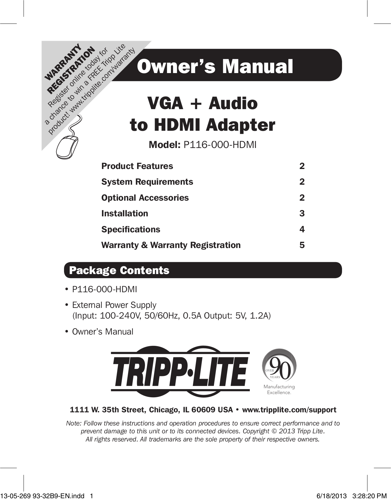 Tripp Lite P116-000-HDMI User Manual