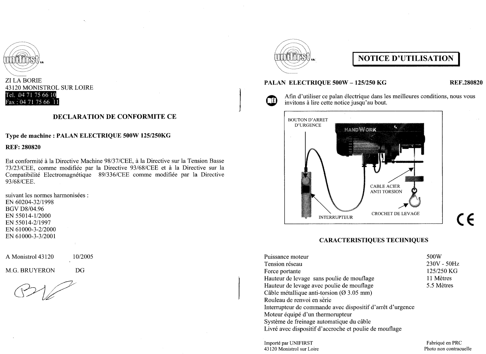 Unifirst 280820 User Manual