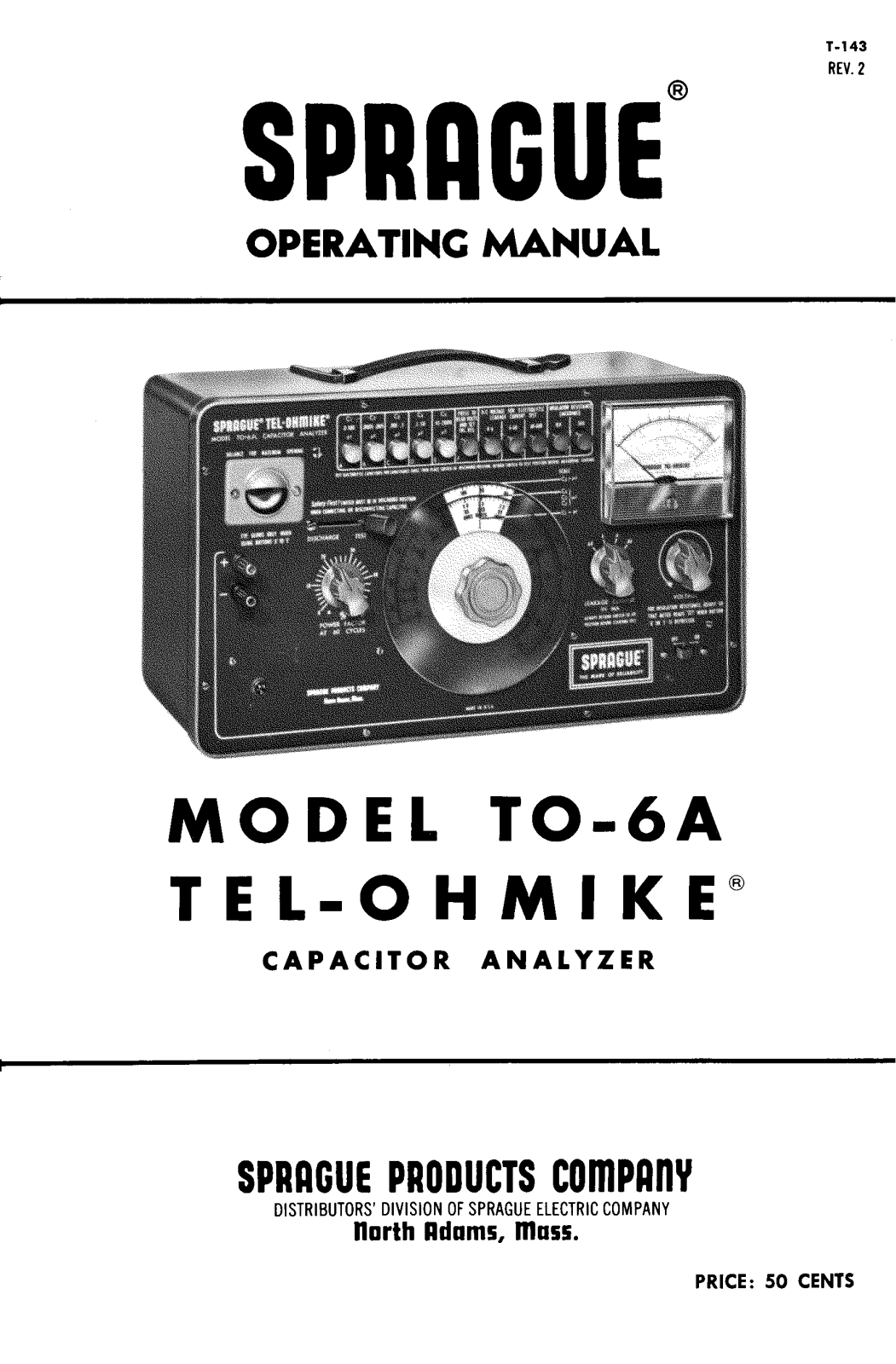 SPRAGUE TO-6A User Manual - ManualMachine.com