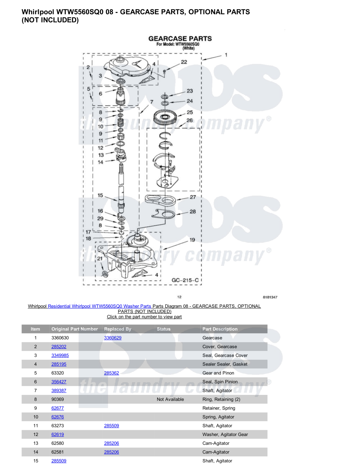 Whirlpool WTW5560SQ0 Parts Diagram