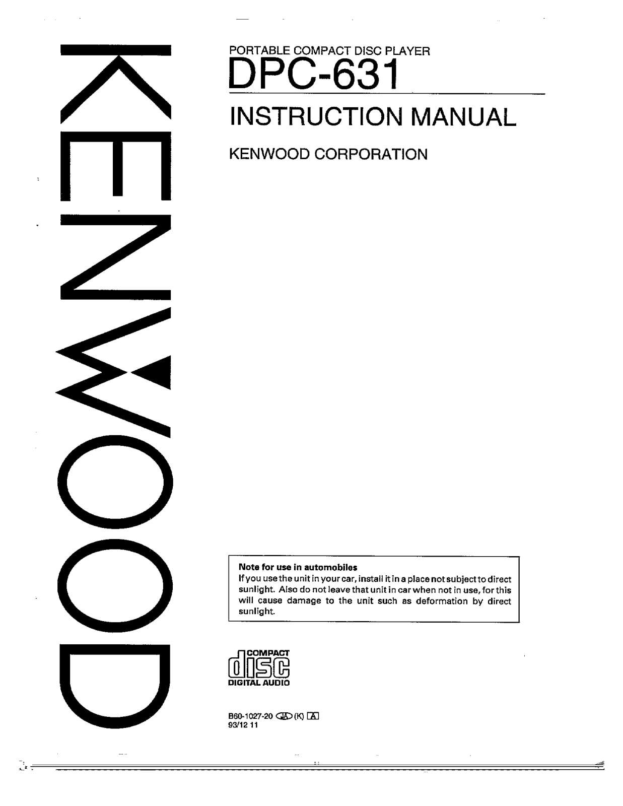 Kenwood DPC-631 Owner's Manual