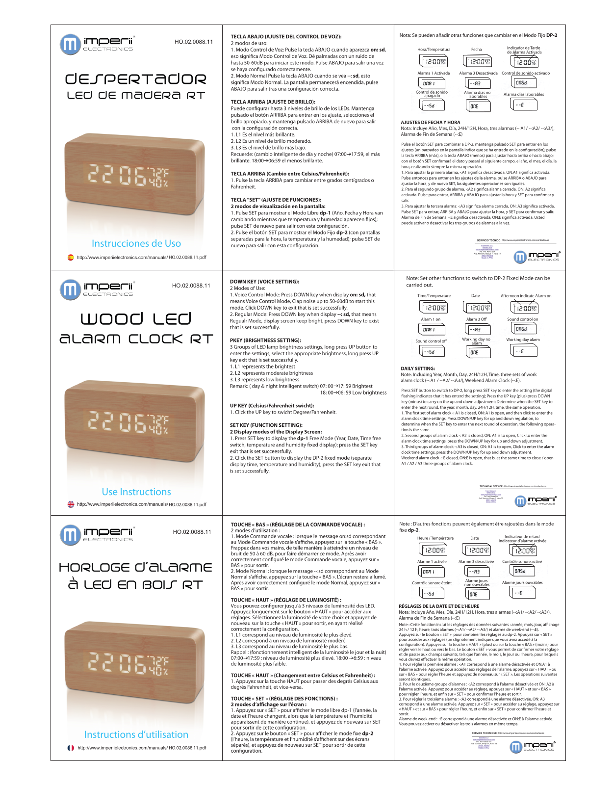 imperii electronics Wood LED Alarm Clock RT Instruction Manual