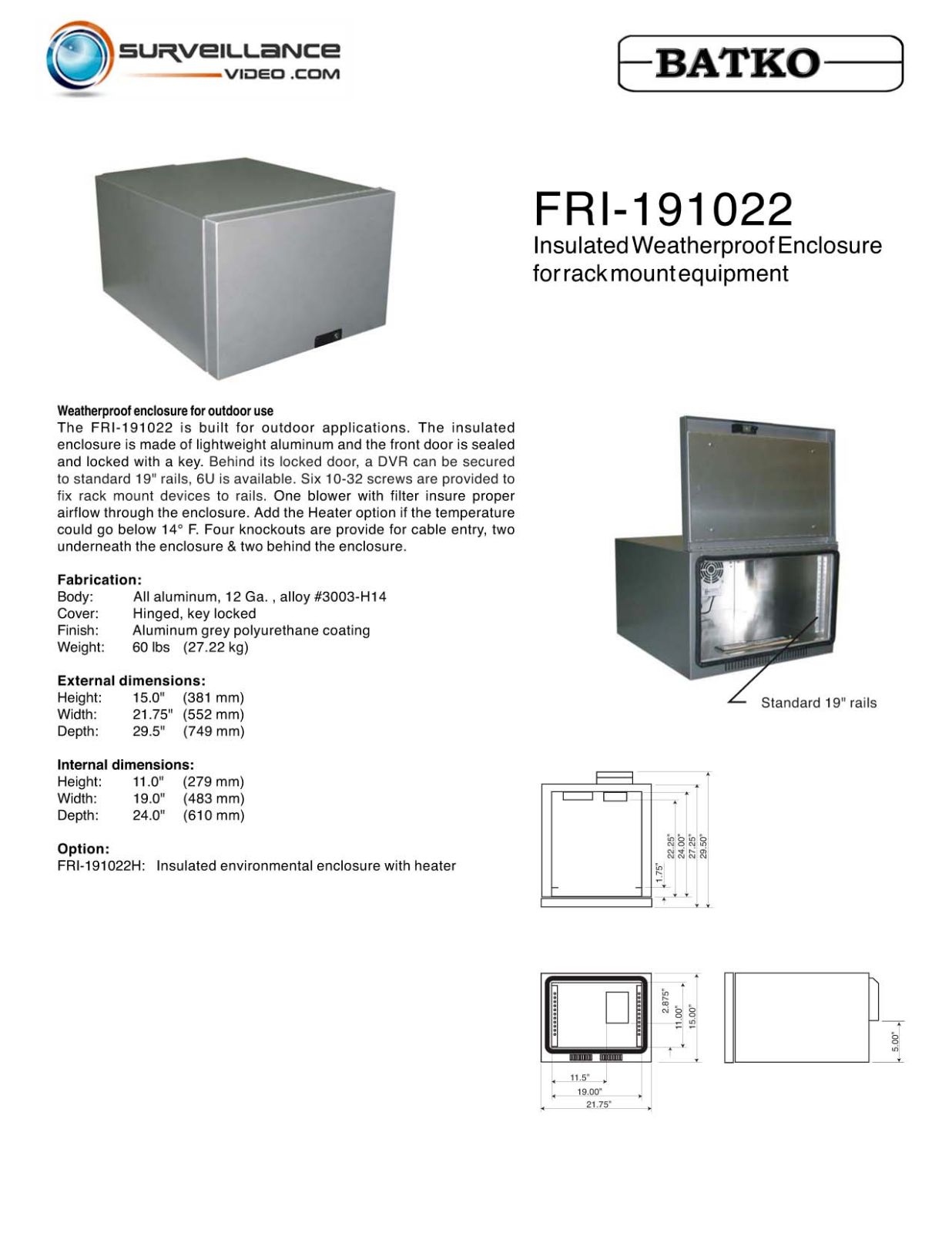 Batko FRI-191022 Specsheet