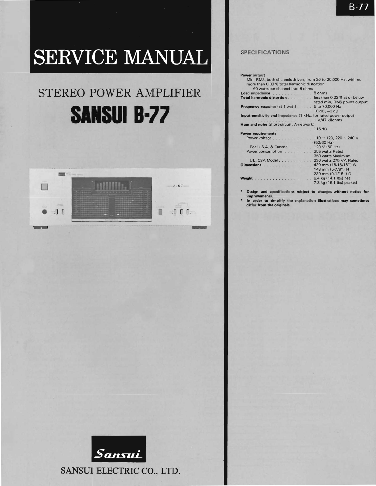 Sansui B-77 Service Manual