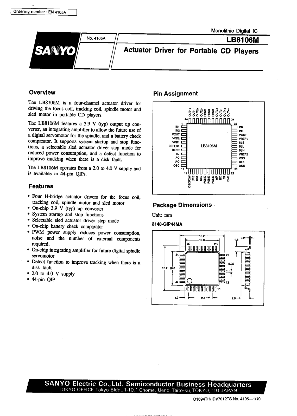 SANYO LB8106M Datasheet