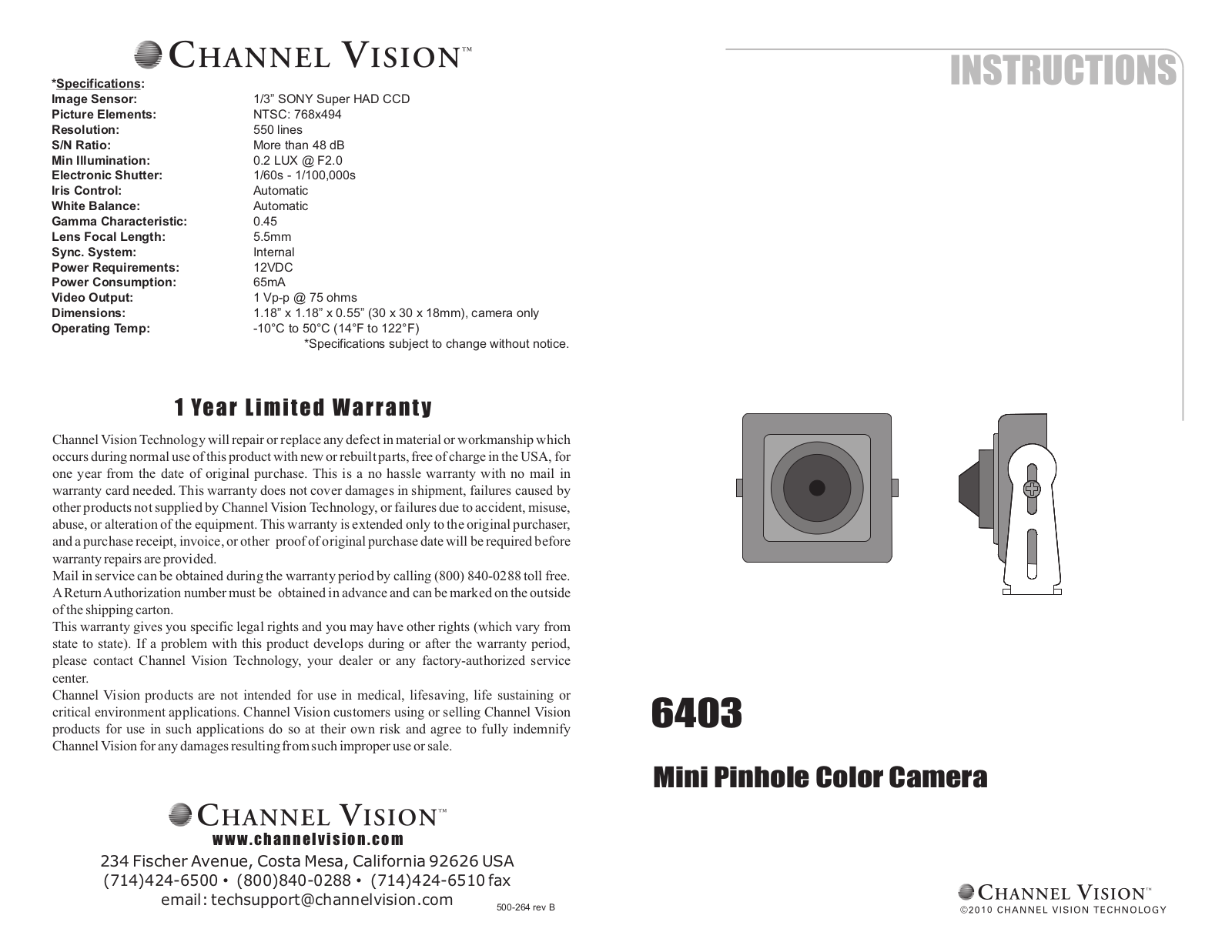 Channel Vision 6403 User Manual