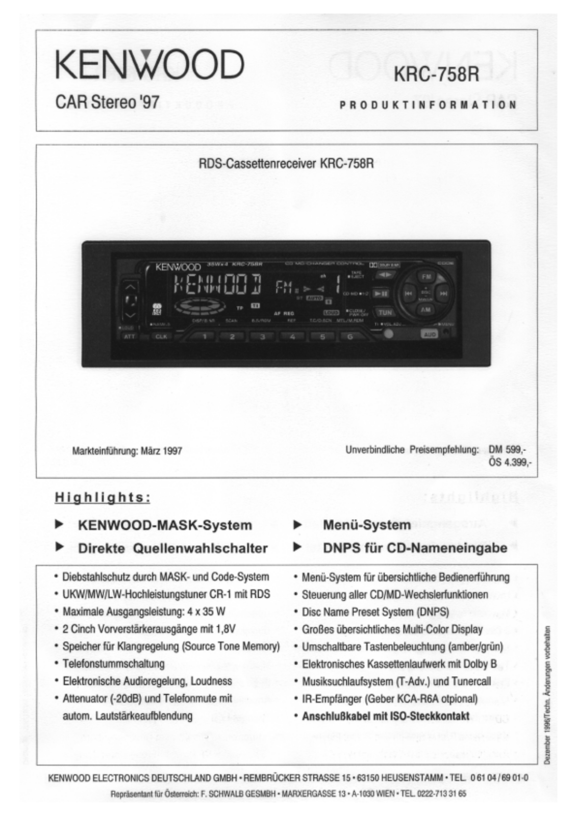 Kenwood KRC-758R Brochure