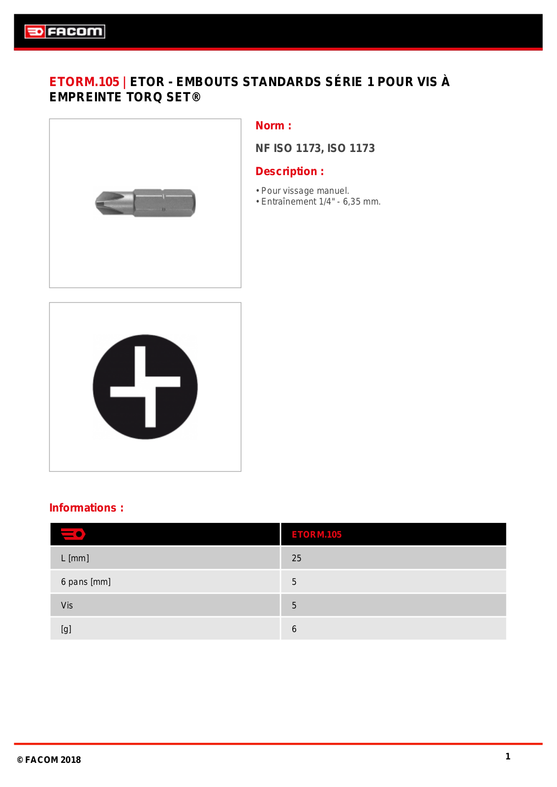 Facom ETORM.105 Specification - ManualMachine.com