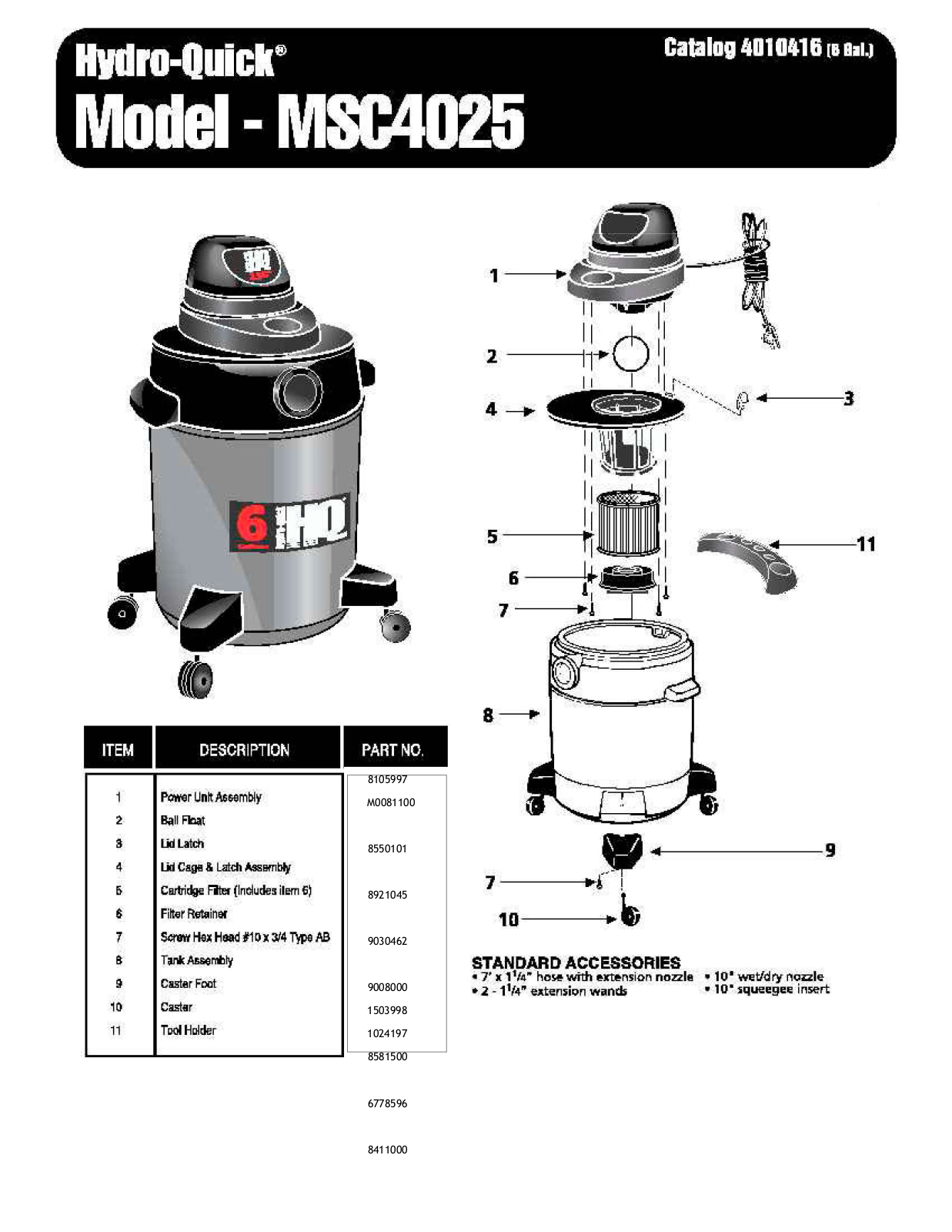 Shop Vac Msc4030, Msc4025 Owner's Manual