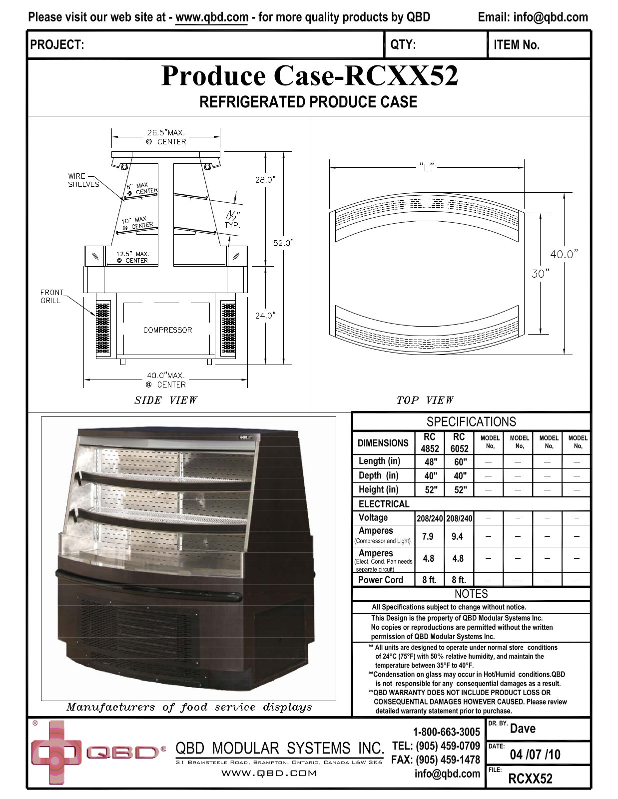 QBD RCXX52 User Manual