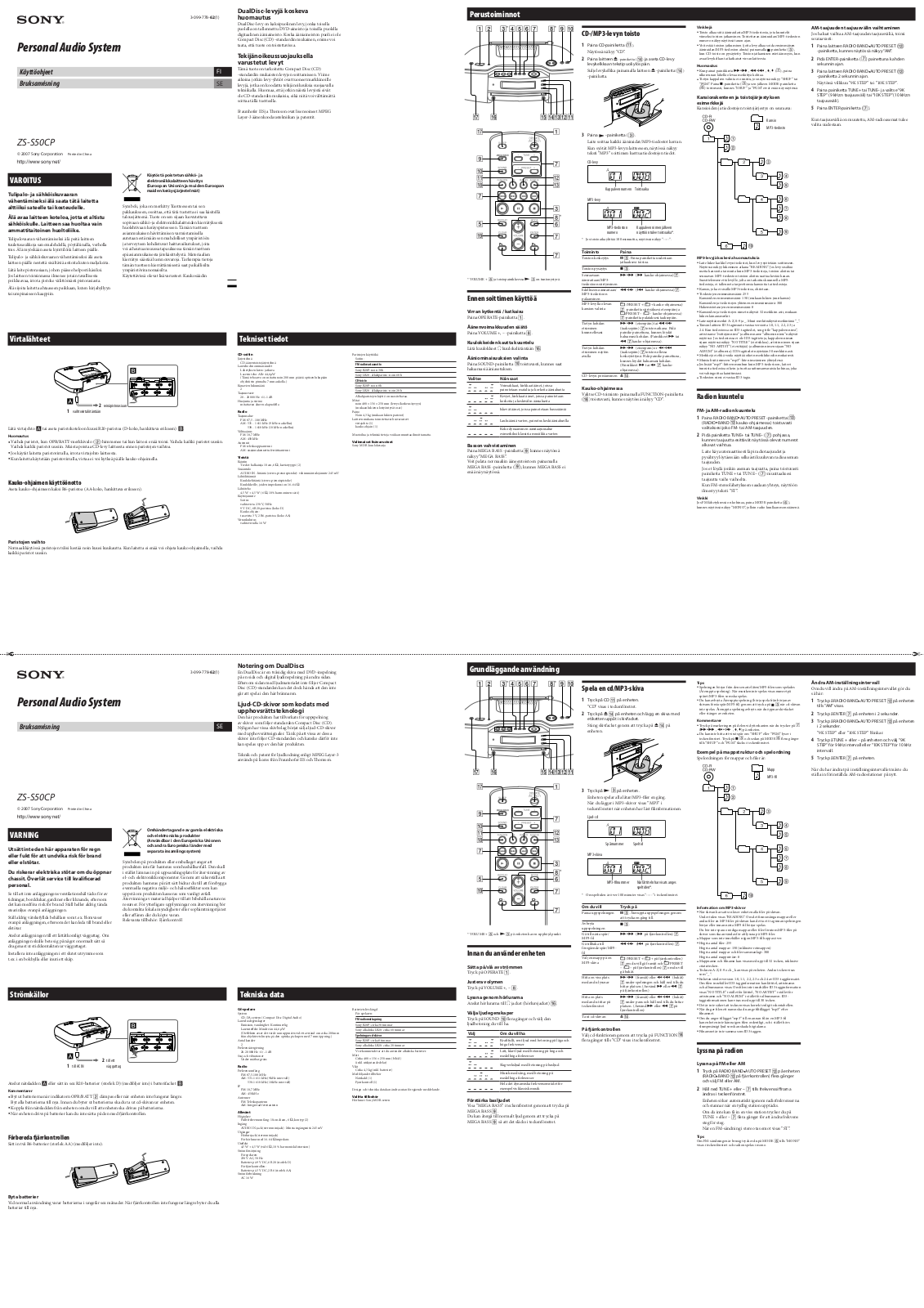 Sony ZS-S50CP User Manual