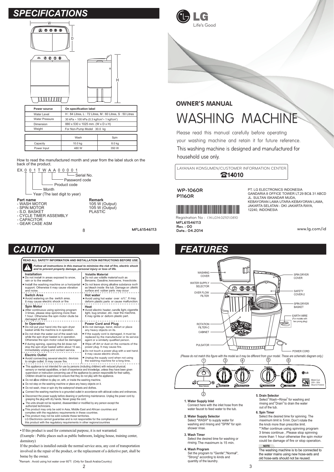 LG WP-1060R Instruction manual