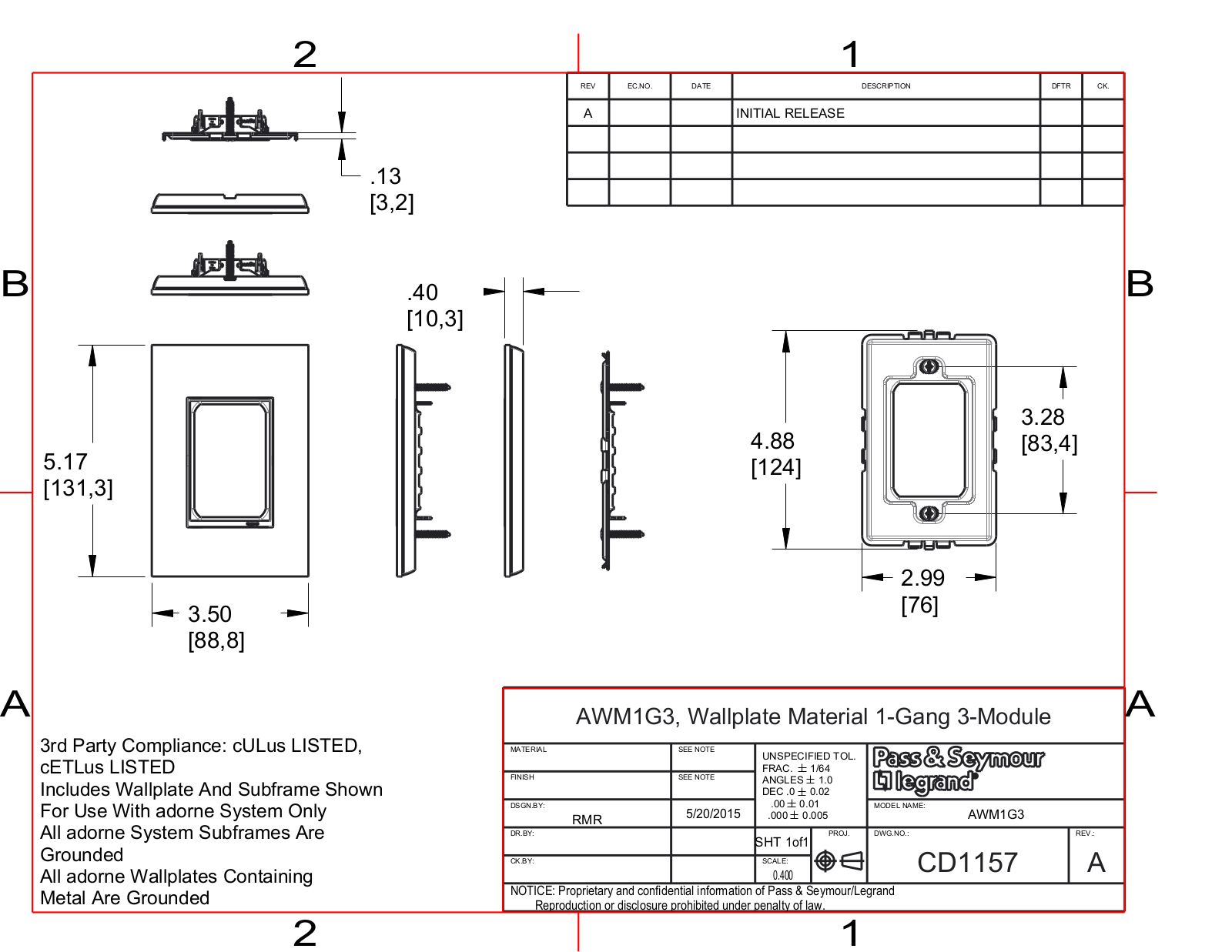 Legrand LEE1927 Dimensions - ManualMachine.com