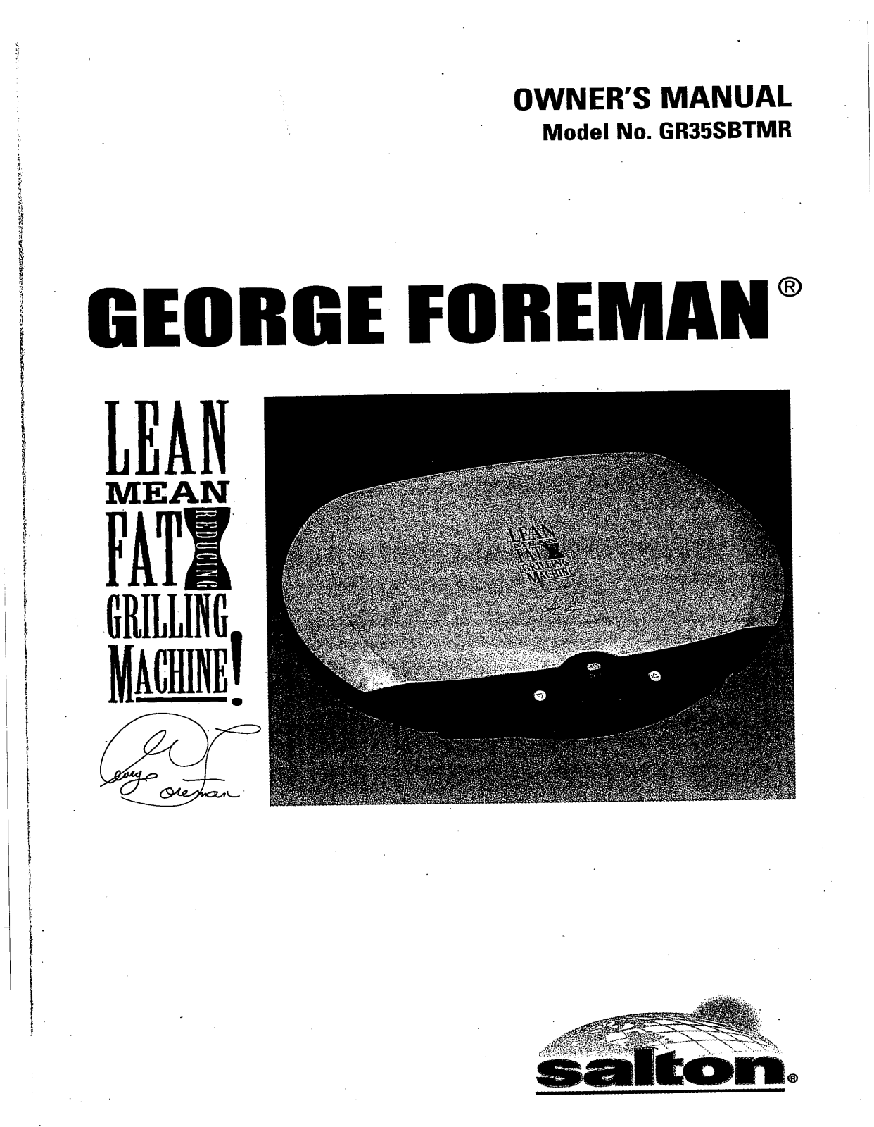 George Foreman GR35SBTMR User Manual