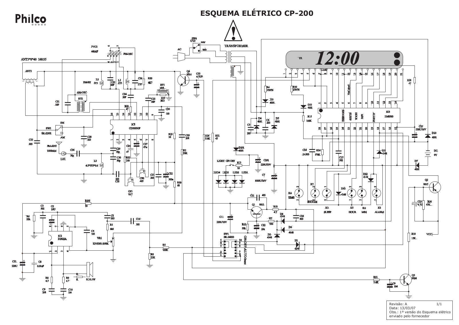 Philco CP-200 Schematic