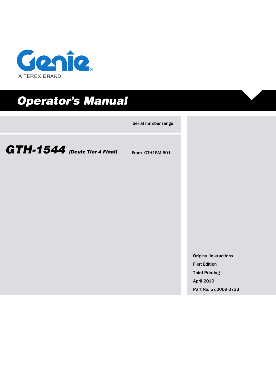 Terex Genie GTH-1544 Operator's Manual