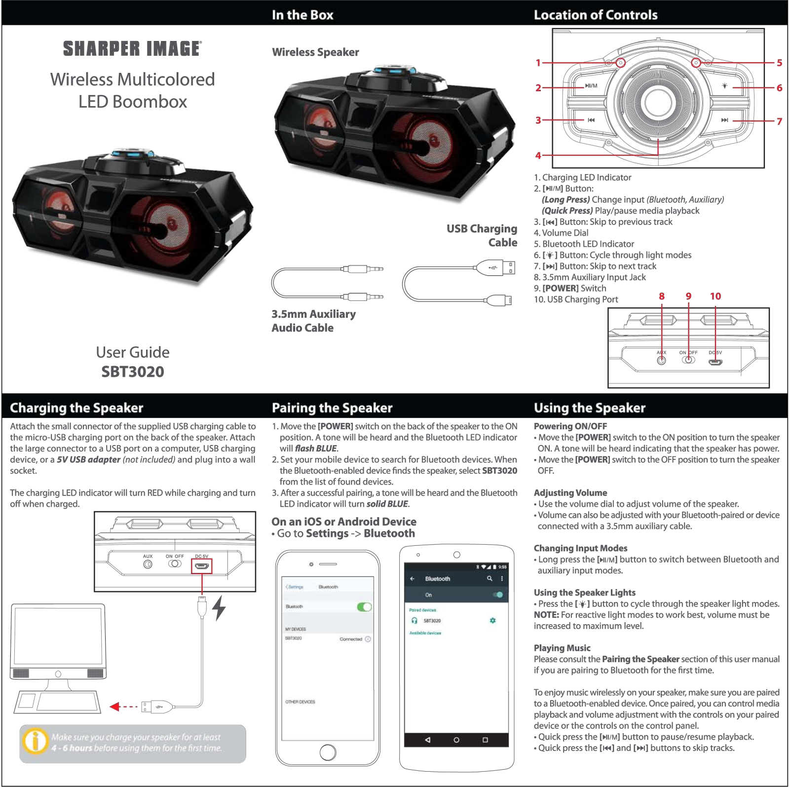 Sharper image SBT3020 User Manual