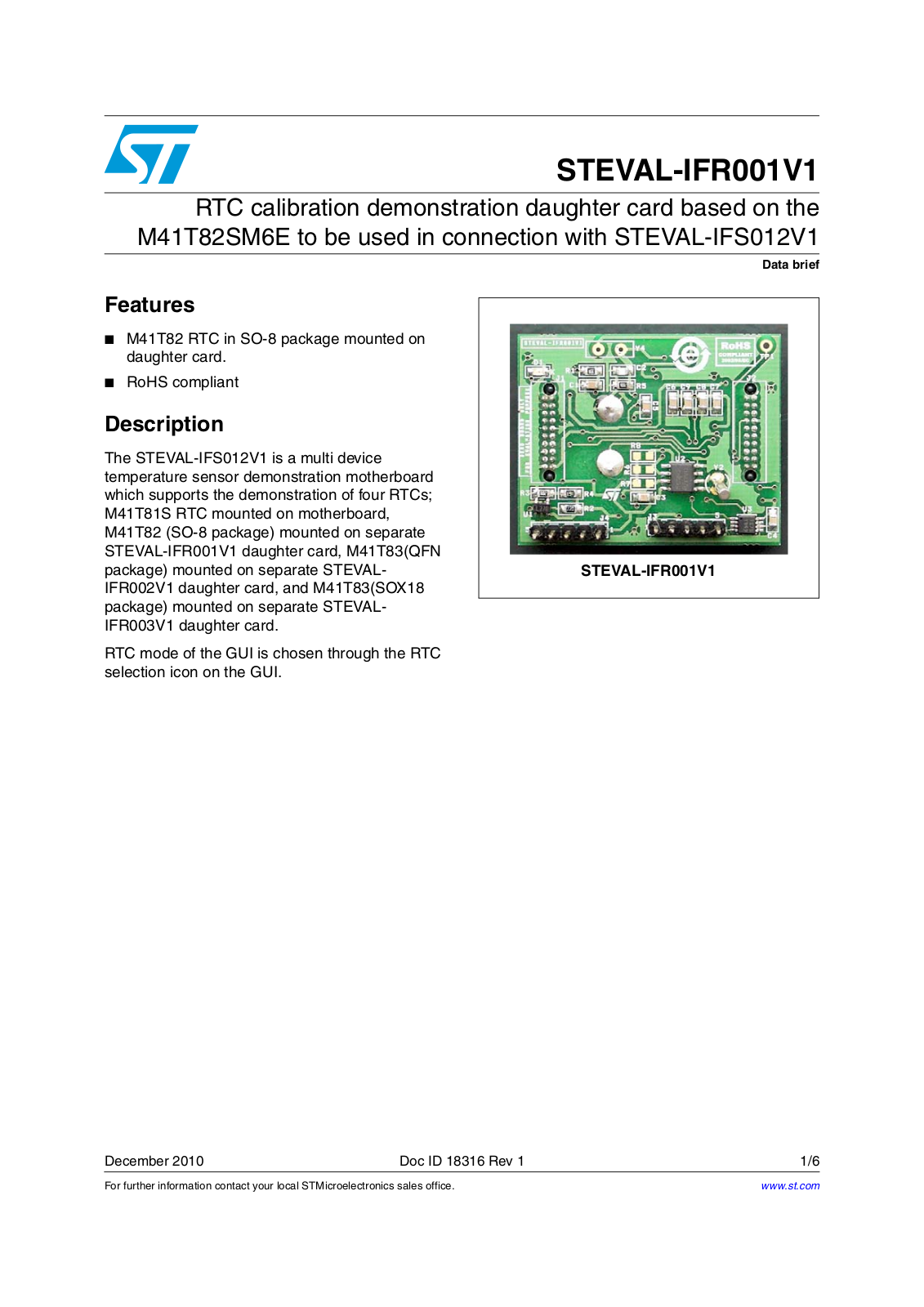 ST IFR001V1 User Manual