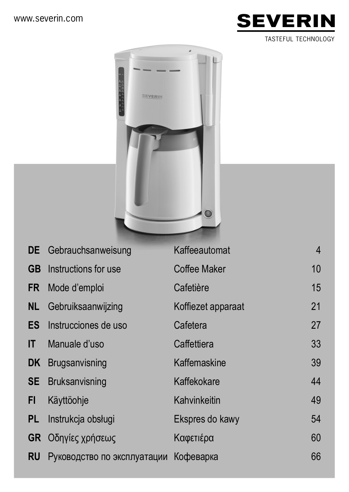 Severin KA 9234, KA 4114, KA 9481, KA 9482, KA 4115 User Manual