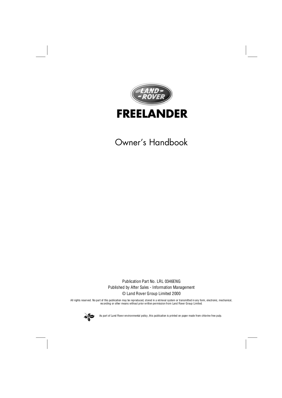 Rover FREELANDER 2001 Owner Manual