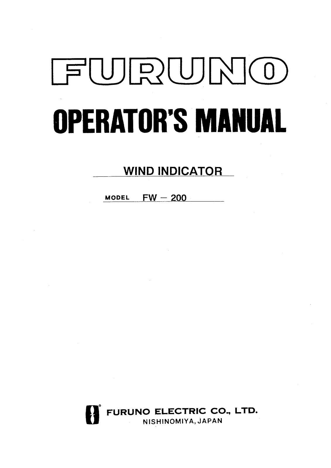 Furuno FW-200 OPERATORS MANUAL