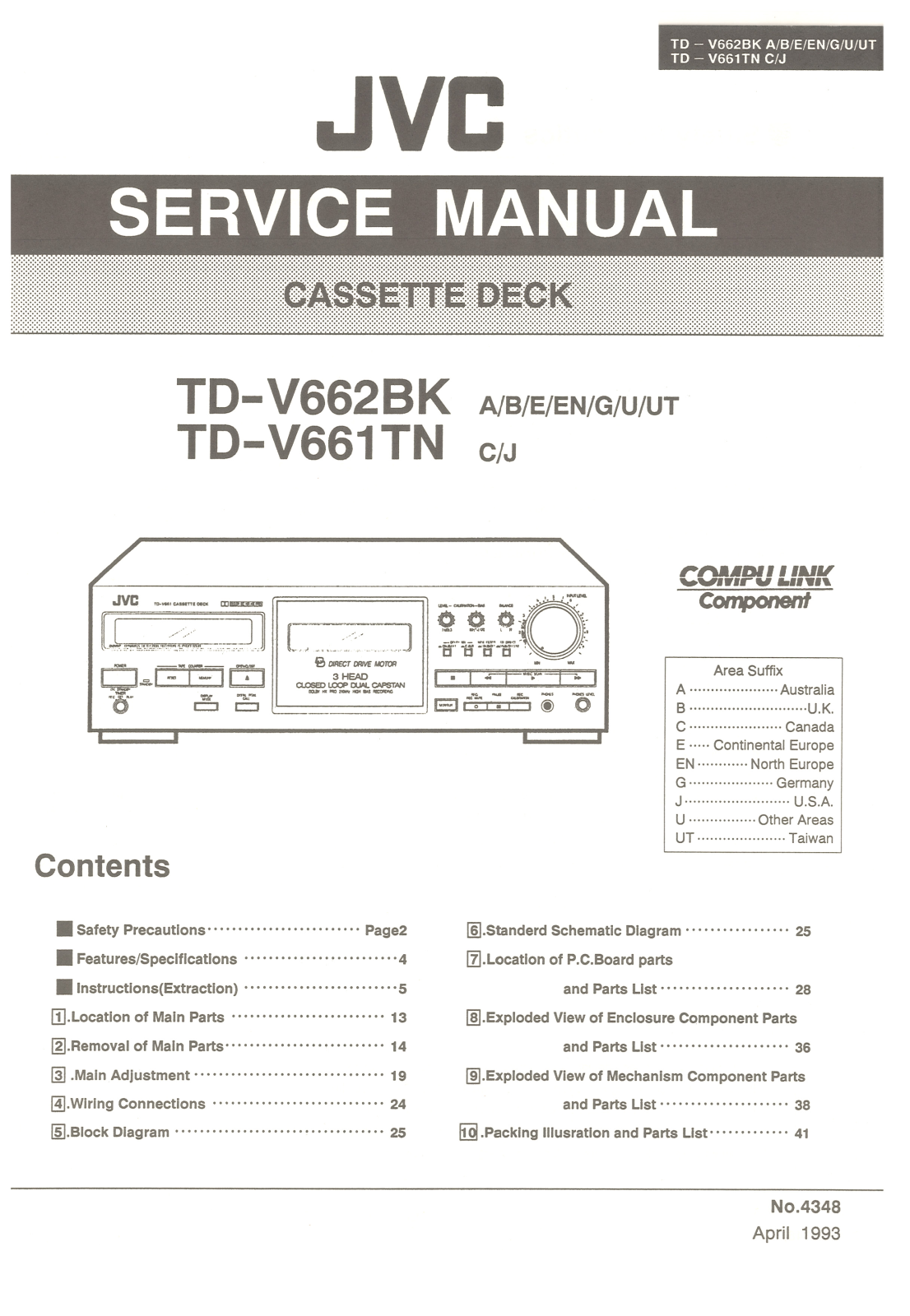 JVC TDV-661-TN, TDV-662-BK Service manual