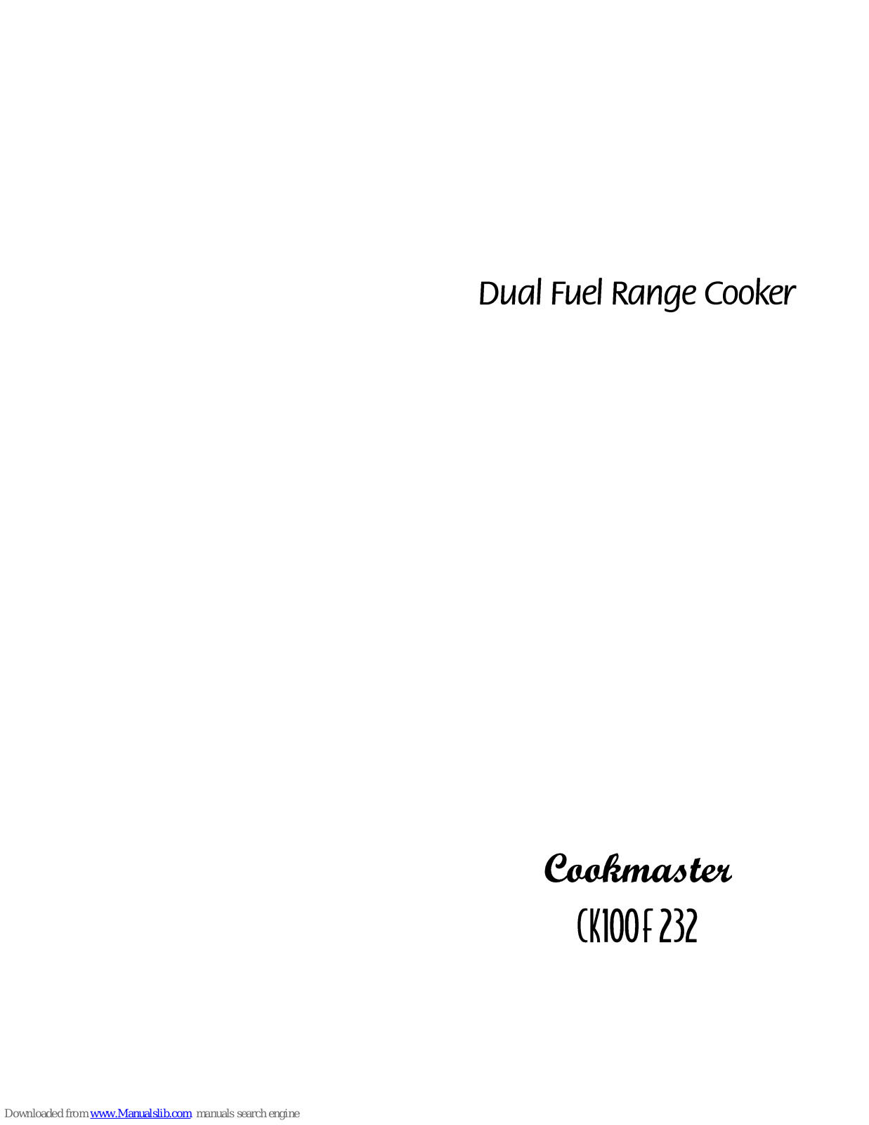 Cookmaster CK100F 232 User Manual - ManualMachine.com