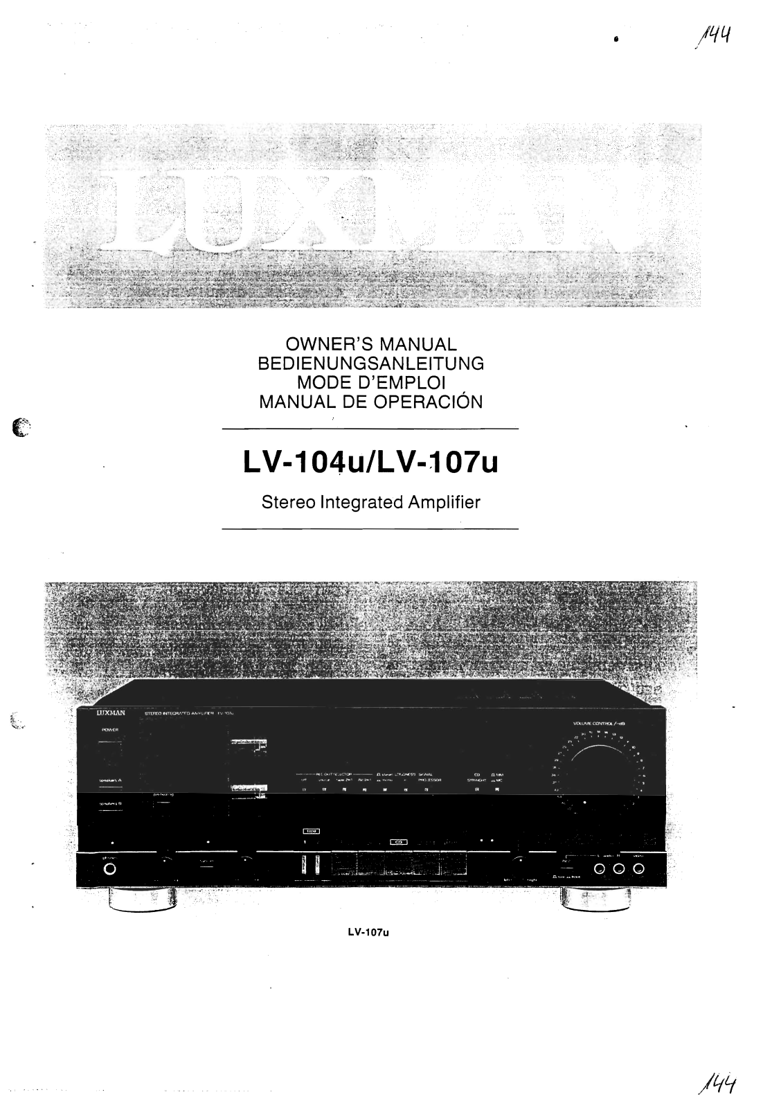 Luxman LV-104-U Owners Manual