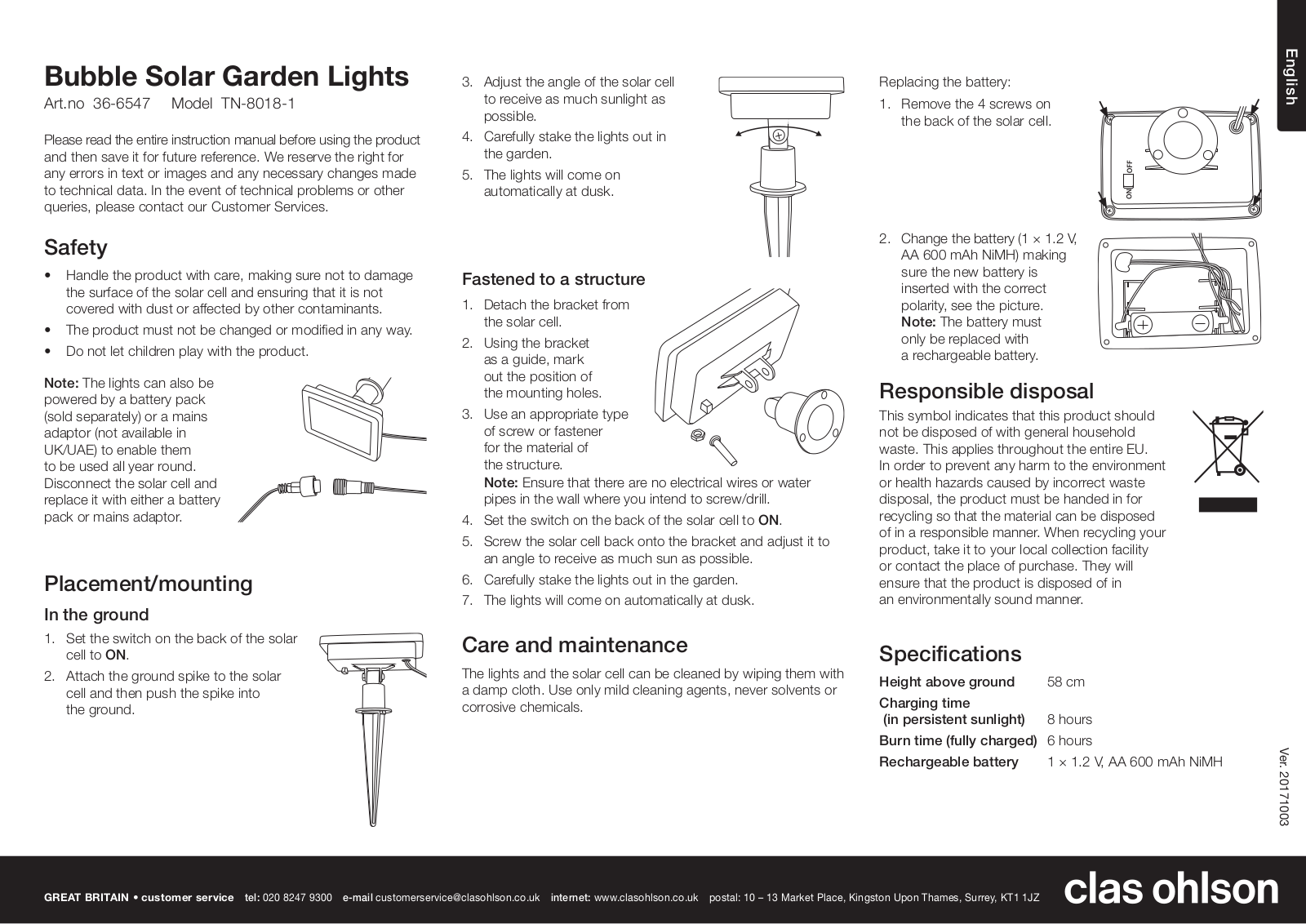 Clas Ohlson TN-8018-1 Instruction Manual