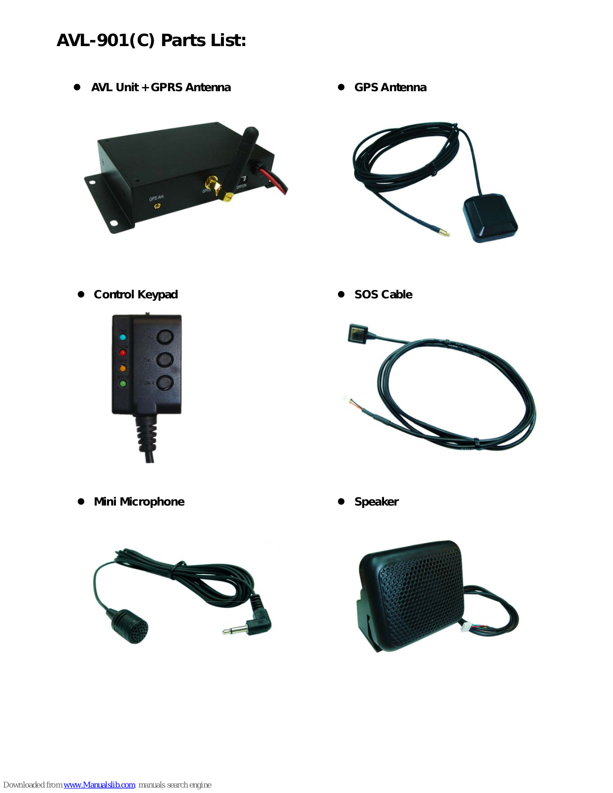 GoPass AVL-901, AVL-901C Package Contents Manual