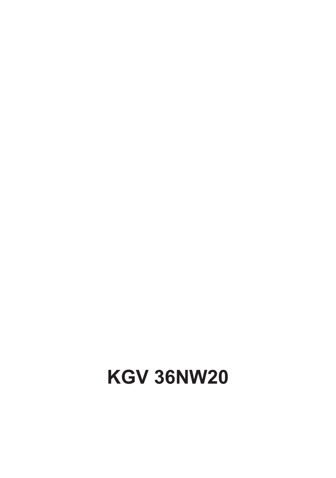 Bosch KGV36NW20 User Manual