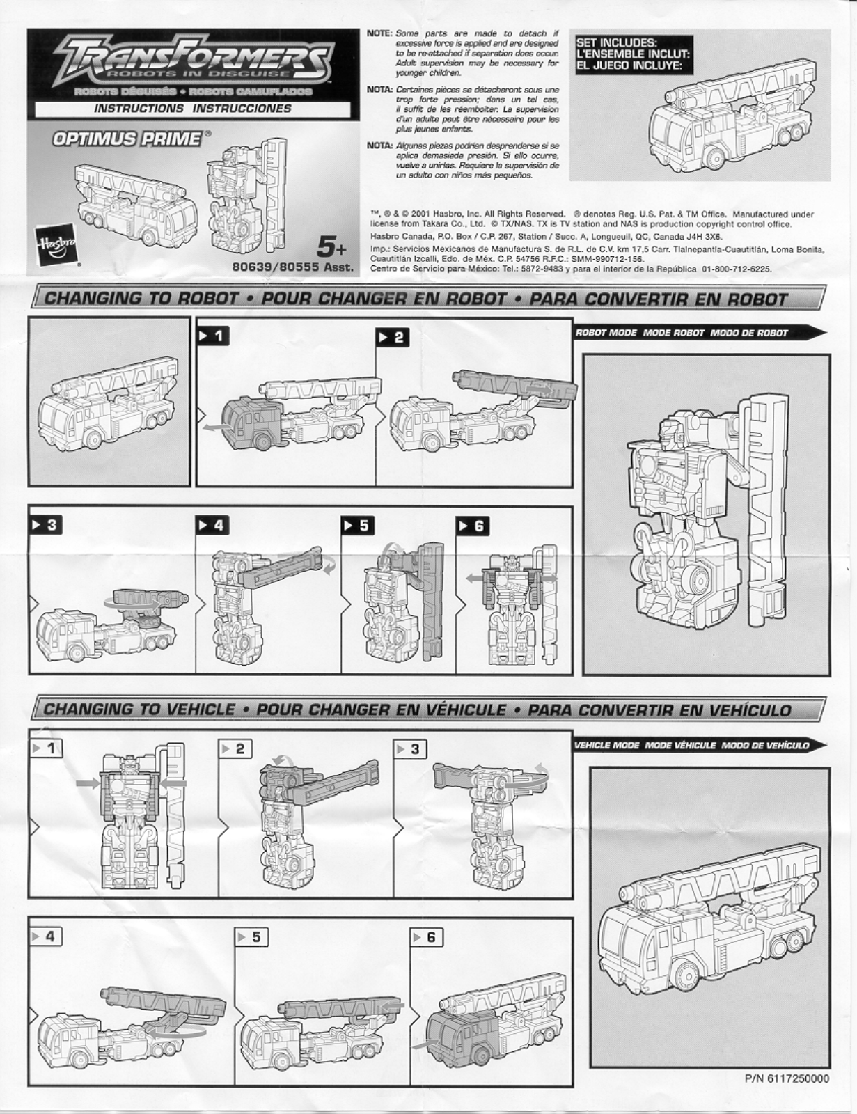 Hasbro TRANSFORMERS ROBOTS IN DISGUISE OPTIMUS PRIME User Manual