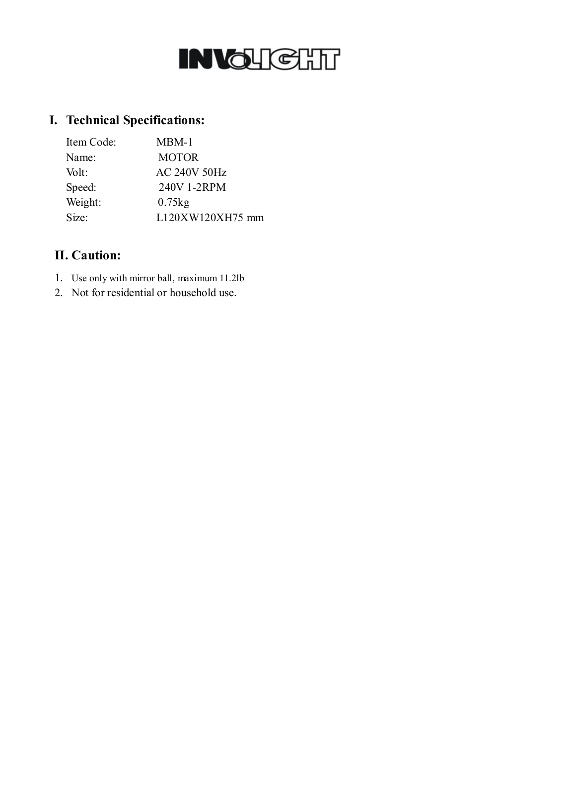 Involight MBM-1 User Manual