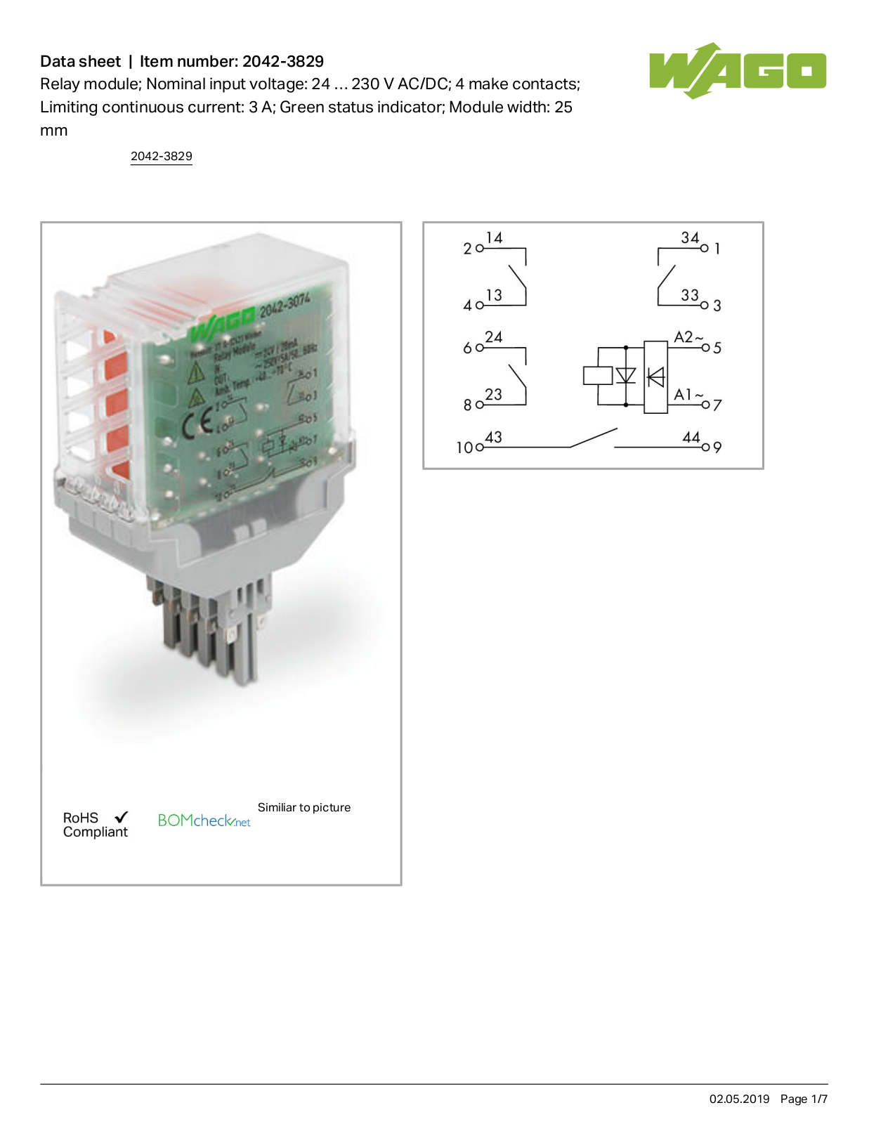 Wago 2042-3829 Data Sheet